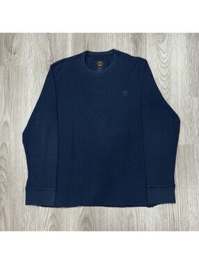 Timberland Waffle Knit Long Sleeve Shirt Mens Large Navy Minimalist